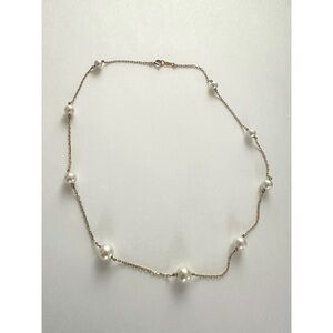 $2000 Mikimoto timeless station pearls necklace 18k yellow gold 9 pearls